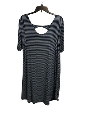Fresh produce preppy nautical striped dress cutout in back swing Large chic retr